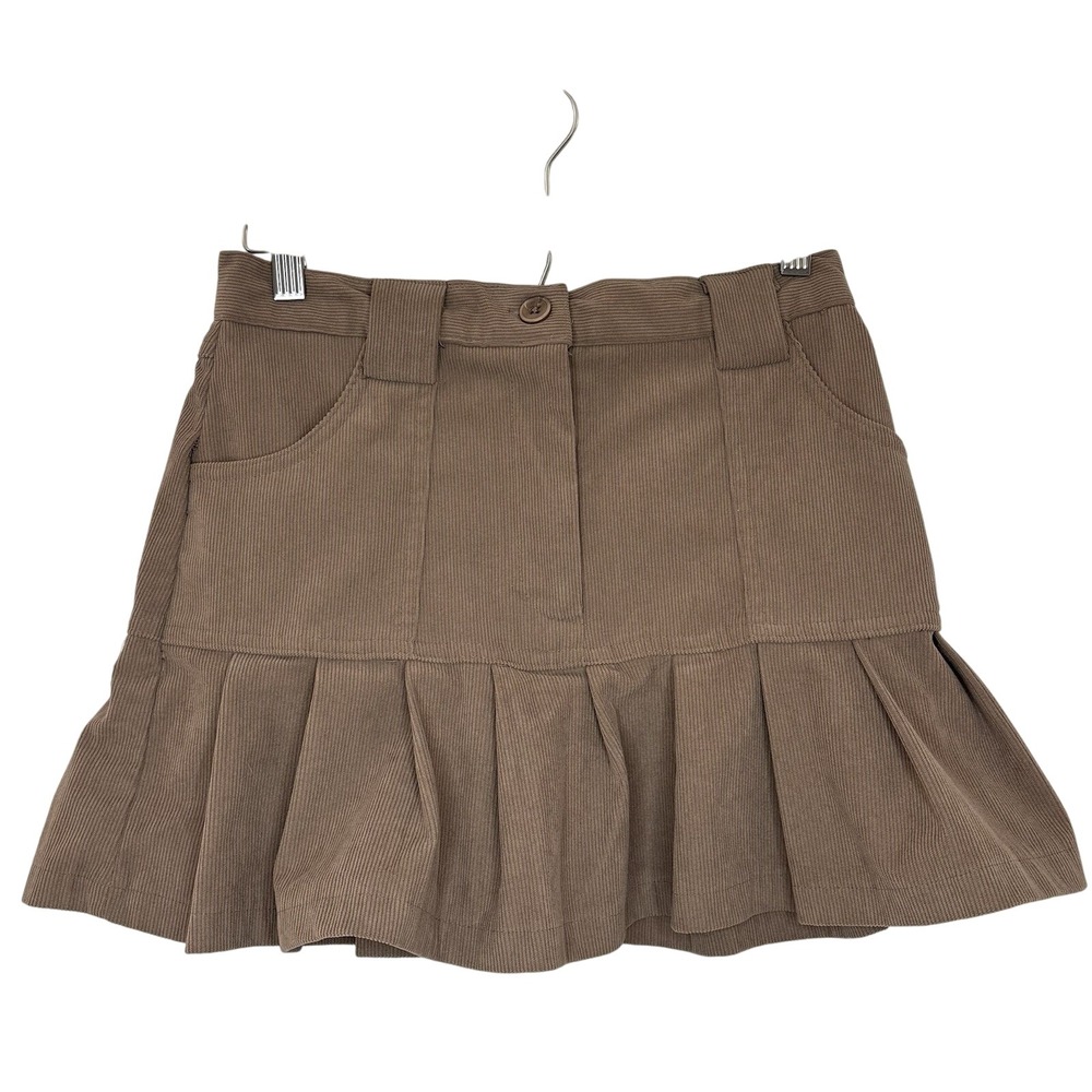 Sincerely Jules Y2K Corduroy Mini Skirt Ruffle Brown‎ Small Preppy Western Micro